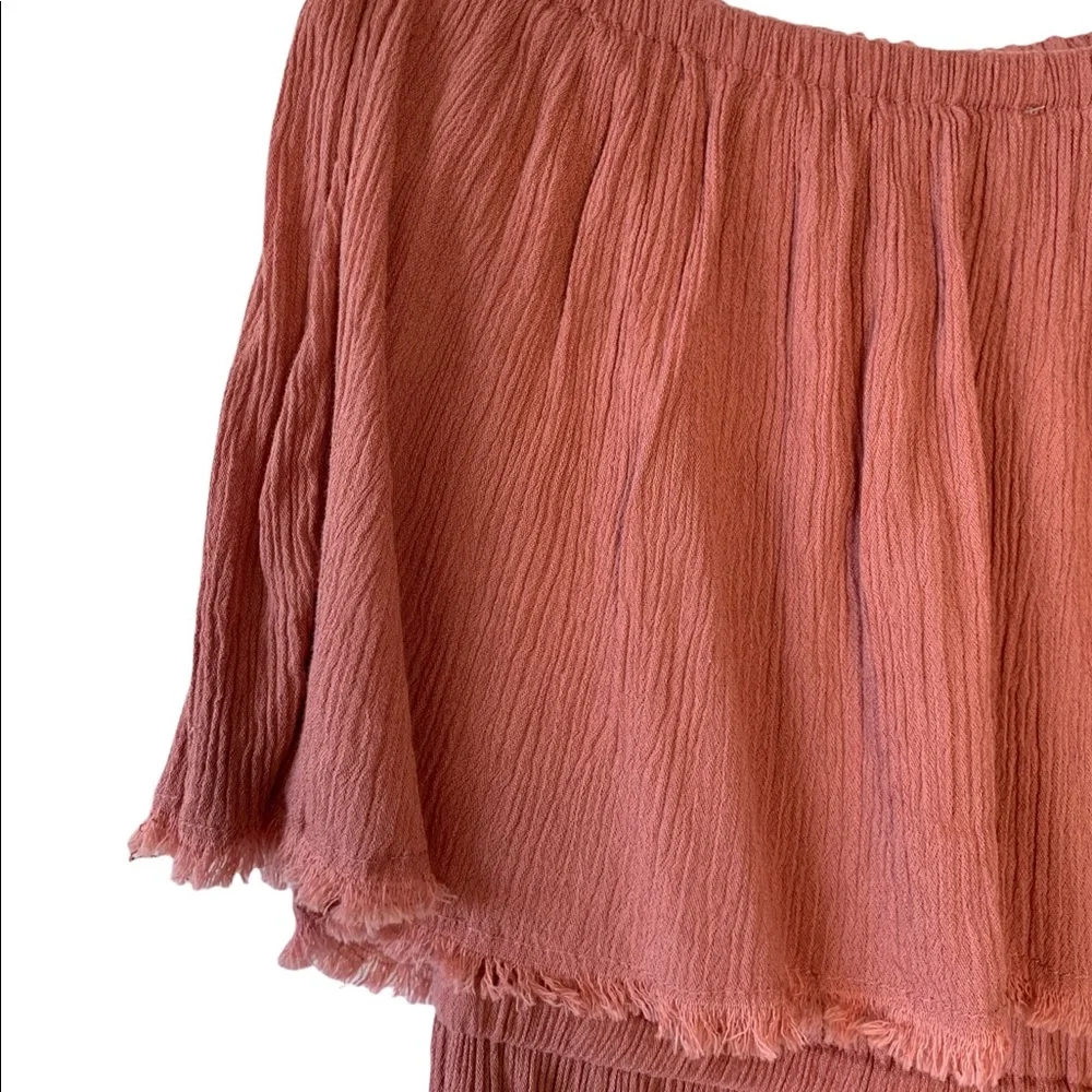 •SOLD•AERIE Rose Pink Crinkle Fabric Strapless Elastic Cuff Jumpsuit Size Small - Picture 6 of 6